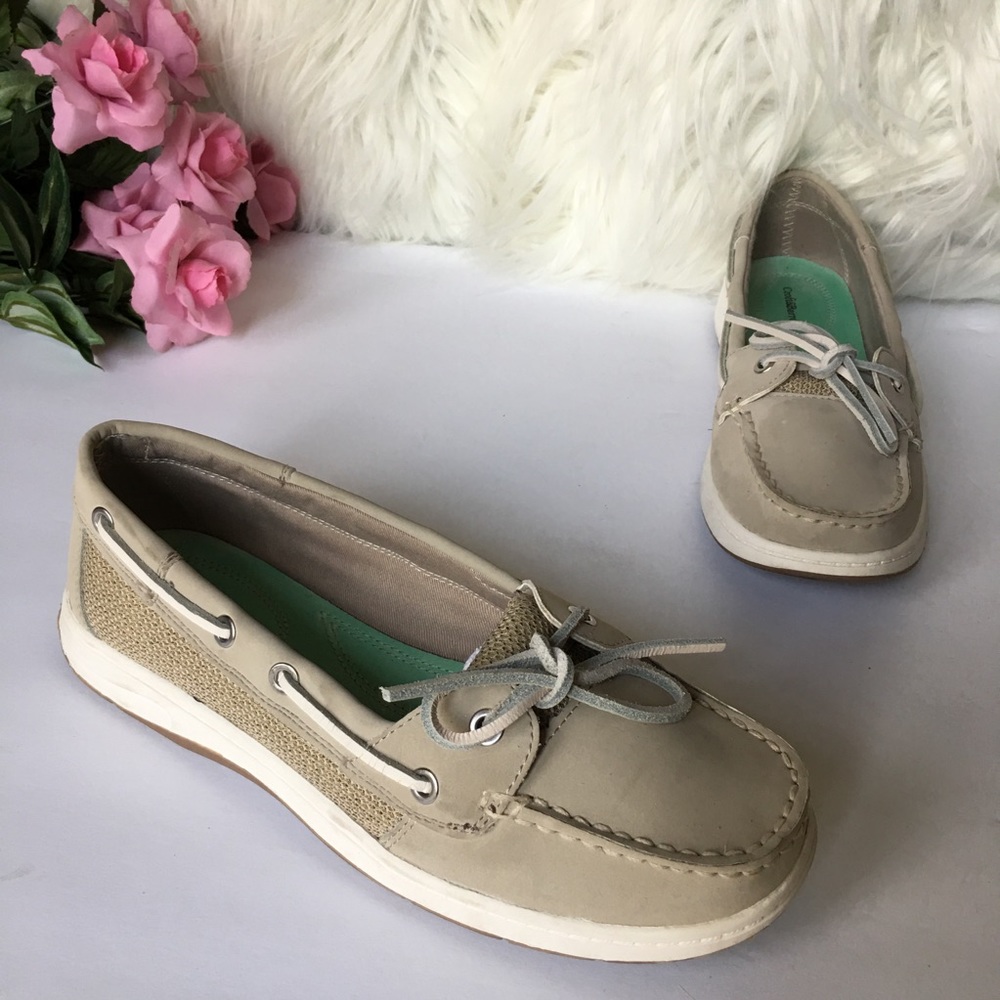 🔥Croft & Barrow Womens Tan Boat Slip-On Shoes Sz8